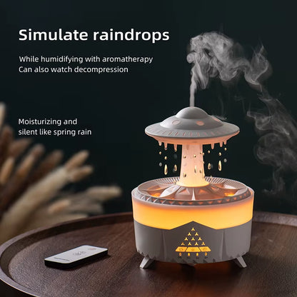 350Ml Aroma Air Humidifier Mini Usb Remote Control Raindrop Colorful Light Aromatherapy Room Rain Cloud Aroma Oil Diffuser