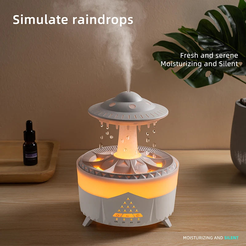 350Ml Aroma Air Humidifier Mini Usb Remote Control Raindrop Colorful Light Aromatherapy Room Rain Cloud Aroma Oil Diffuser