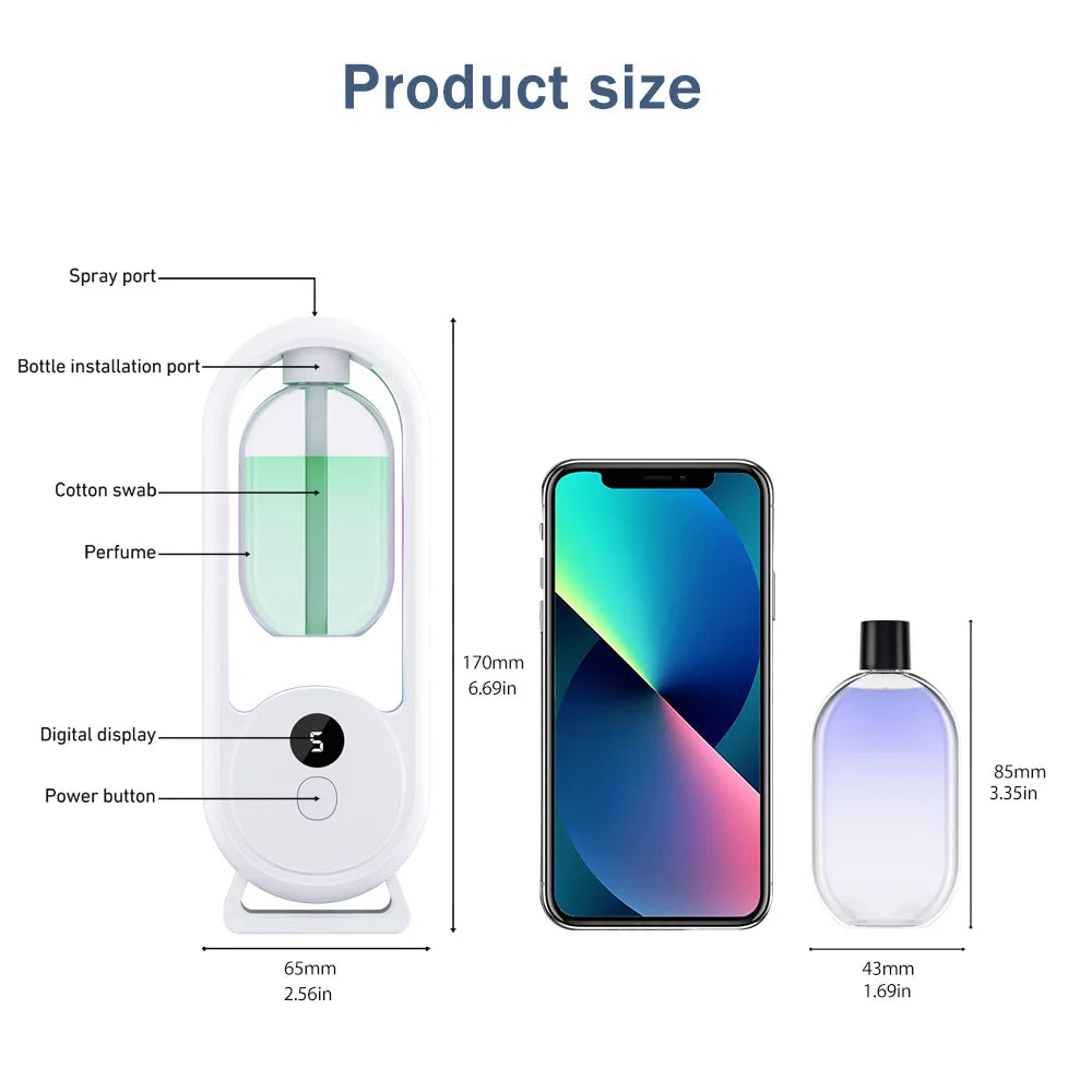 Rechargeable Portable Aroma Diffuser Essential Oil Aromatherapy Machine Timed Air Freshener to Remove Odors 5 Modes Timed Spray