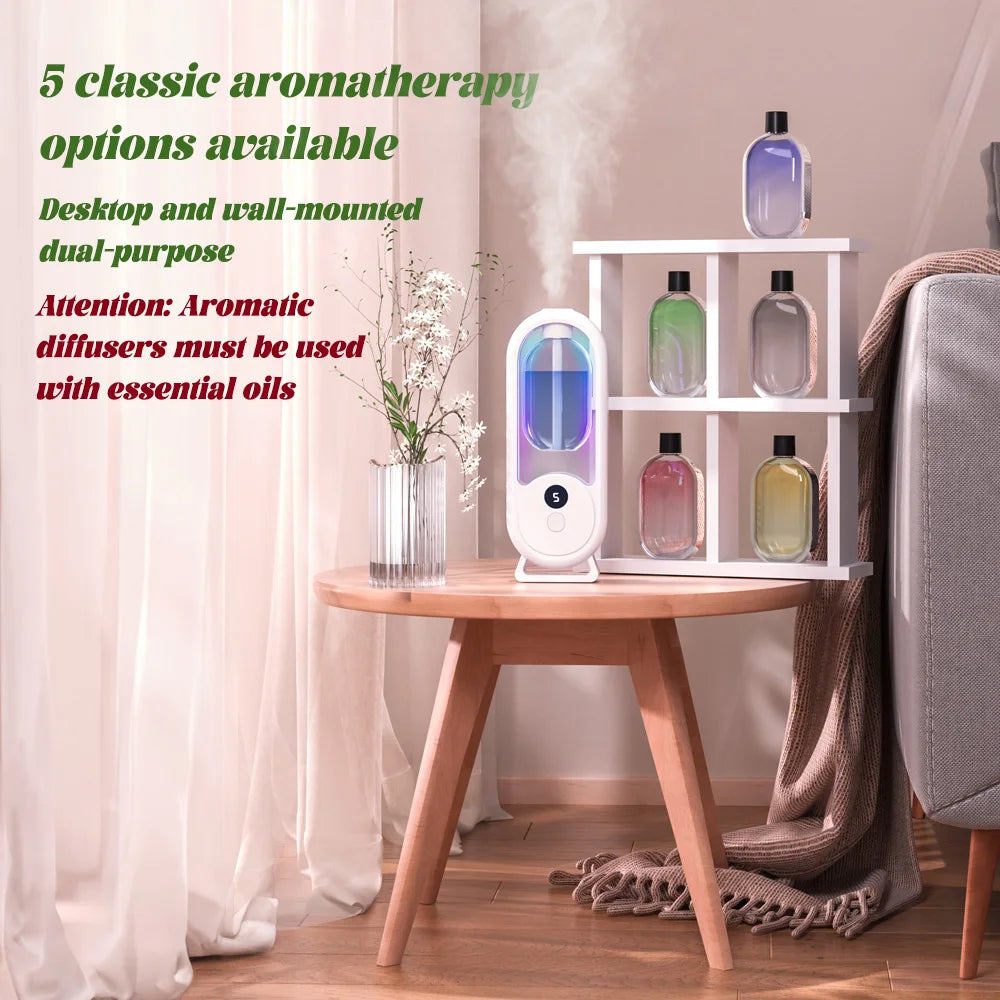 Rechargeable Portable Aroma Diffuser Essential Oil Aromatherapy Machine Timed Air Freshener to Remove Odors 5 Modes Timed Spray