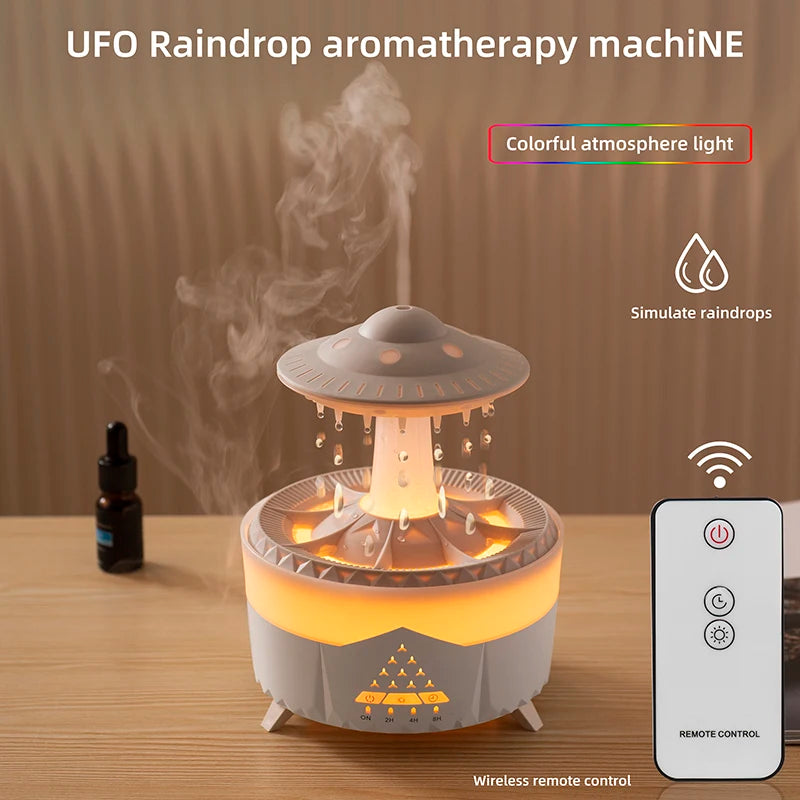 350Ml Aroma Air Humidifier Mini Usb Remote Control Raindrop Colorful Light Aromatherapy Room Rain Cloud Aroma Oil Diffuser