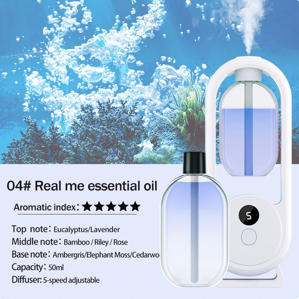 Rechargeable Portable Aroma Diffuser Essential Oil Aromatherapy Machine Timed Air Freshener to Remove Odors 5 Modes Timed Spray